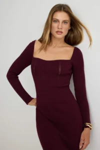 TRENDYOLMİLLA Plum Heart Collar bodycone Maxi Knit Dress - Image 3