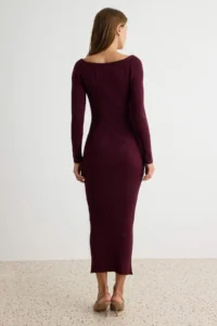 TRENDYOLMİLLA Plum Heart Collar bodycone Maxi Knit Dress - Image 5