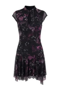 TRENDYOLMİLLA Multicolored Shawl pattern skater Keyhole Collar Mini Tulle Lined Knitting Dress - Image 5