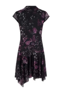 TRENDYOLMİLLA Multicolored Shawl pattern skater Keyhole Collar Mini Tulle Lined Knitting Dress - Image 8