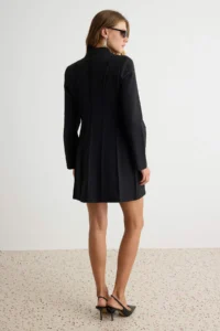 TRENDYOLMİLLA Black Double breasted Kapama A-Cut/Life Form with pocket Short / Mini Weaving Jacket Dress - Image 4