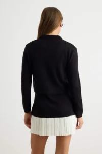 TRENDYOLMİLLA Black Cardigan Contrast Skirt Detailed Mini Knit Dress - Image 5