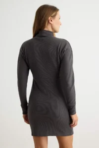 TRENDYOLMİLLA Anthracite Thessaloniki bodycon/Fitting Bat Arm Short / Mini High Neck Knitting Dress - Image 4