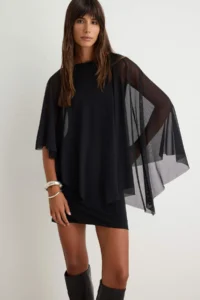 TRENDYOLMİLLA Black bodycon/Fitting cloaked Boat Neck Midi Flexible Knitting Dress - Image 3
