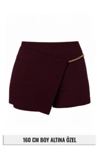 TRENDYOLMİLLA petite Burgundy Mini Shorts Skirt - Image 5