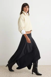 TRENDYOLMİLLA Black Draped Soft Material Multilayer Maxi Length Knitting Skirt - Image 2