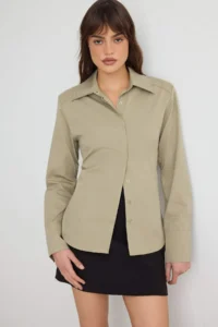 TRENDYOLMİLLA Khaki Omuz Detailed Shirt