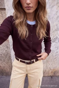 TRENDYOLMİLLA Wardrobe Essentials Brown Bebe BLUE Knitwear Blouse- Cardigan Set - Image 3