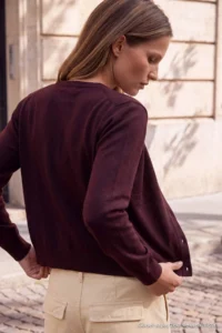 TRENDYOLMİLLA Wardrobe Essentials Brown Bebe BLUE Knitwear Blouse- Cardigan Set - Image 4