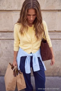 TRENDYOLMİLLA Wardrobe Essentials Yellow Knitwear Blouse- Cardigan Set - Image 2