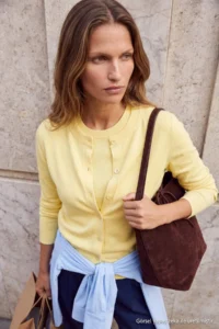 TRENDYOLMİLLA Wardrobe Essentials Yellow Knitwear Blouse- Cardigan Set - Image 3