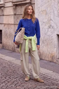 TRENDYOLMİLLA Wardrobe Essentials Saks BLUE Waist Fitting Knitwear Cardigan