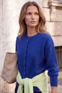 TRENDYOLMİLLA Wardrobe Essentials Saks BLUE Waist Fitting Knitwear Cardigan - Image 2