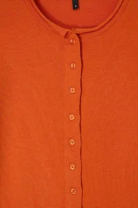 TRENDYOLMİLLA Wardrobe Essentials Orange Soft textured Fitted Crew Neck Knitwear Cardigan - Image 7