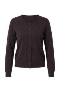 TRENDYOLMİLLA Wardrobe Essentials Brown 100% Wool Crew Neck Basic Knitwear Cardigan - Image 5