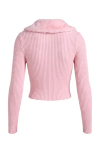 TRENDYOLMİLLA PINK removable Fur Detailed Fitted Knitwear Cardigan - Image 4