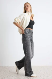 TRENDYOLMİLLA Anthracite Less Flexible High Waist Wide Leg Wide Leg jeans - Image 2