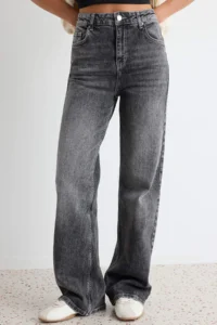 TRENDYOLMİLLA Anthracite Less Flexible High Waist Wide Leg Wide Leg jeans - Image 3