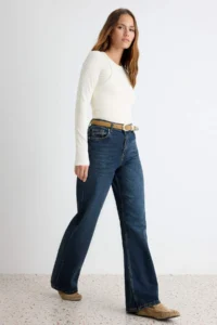 TRENDYOLMİLLA DARK BLUE Less Flexible High Waist Wide Leg Wide Leg jeans - Image 2