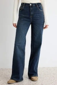 TRENDYOLMİLLA DARK BLUE Less Flexible High Waist Wide Leg Wide Leg jeans - Image 3