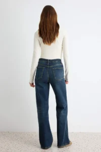 TRENDYOLMİLLA DARK BLUE Less Flexible High Waist Wide Leg Wide Leg jeans - Image 4