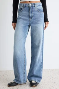 TRENDYOLMİLLA Light BLUE 100% Cotton High Waist Wide Leg jeans - Image 3