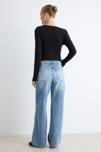 TRENDYOLMİLLA Light BLUE 100% Cotton High Waist Wide Leg jeans - Image 4