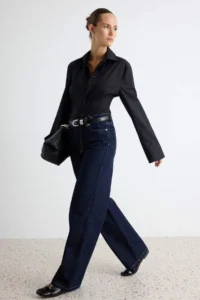 TRENDYOLMİLLA DARK BLUE 100% Cotton Regular Waist Ekstra Wide Leg jeans - Image 2