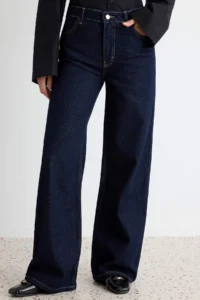 TRENDYOLMİLLA DARK BLUE 100% Cotton Regular Waist Ekstra Wide Leg jeans - Image 3