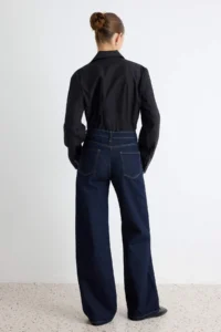 TRENDYOLMİLLA DARK BLUE 100% Cotton Regular Waist Ekstra Wide Leg jeans - Image 4