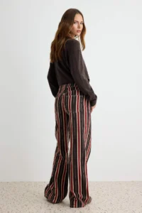 TRENDYOLMİLLA Multicolored Striped Regular Waist Wide Leg jeans - Image 4