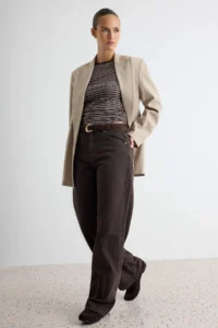 TRENDYOLMİLLA Brown 100% Cotton Regular Waist Wide Leg jeans - Image 2