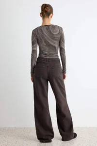 TRENDYOLMİLLA Brown 100% Cotton Regular Waist Wide Leg jeans - Image 4