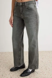 TRENDYOLMİLLA Petrol Vintage Wash 100% Cotton High Waist Straight jeans - Image 3
