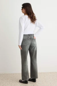 TRENDYOLMİLLA Petrol Vintage Wash 100% Cotton High Waist Straight jeans - Image 4
