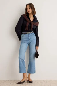 TRENDYOLMİLLA BLUE Medium Flexible High Waist Flare flared leg jeans - Image 3