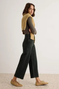 TRENDYOLMİLLA Dark Khaki Medium Flexible High Waist Bilek Length culotte jeans - Image 2