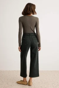 TRENDYOLMİLLA Dark Khaki Medium Flexible High Waist Bilek Length culotte jeans - Image 4