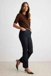 TRENDYOLMİLLA Black Ekstra Flexible High Waist Bilek Length Crop Flare jeans - Image 2