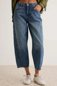 TRENDYOLMİLLA DARK BLUE Regular Waist barrel jeans - Image 3
