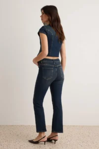 TRENDYOLMİLLA DARK BLUE High Waist Bilek Length Flare jeans - Image 4