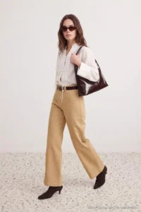 TRENDYOLMİLLA petite Beige High Waist Stitching Detailed Wide Leg jeans - Image 3