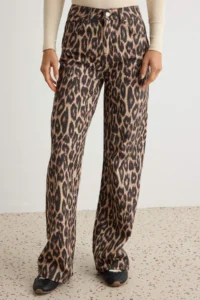 TRENDYOLMİLLA Multicolored Leopard Patterned High Waist Wide Leg jeans - Image 3