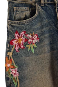 TRENDYOLMİLLA BLUE High Waist Ekstra Wide Leg Flower Embroidery embroidered Patterned jeans - Image 2