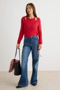TRENDYOLMİLLA Red Soft textured 2 Sets Look United Crop Knitwear Sweater Knitwear - Image 3