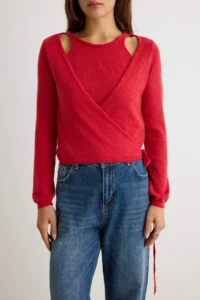 TRENDYOLMİLLA Red Soft textured 2 Sets Look United Crop Knitwear Sweater Knitwear - Image 4