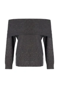 TRENDYOLMİLLA Anthracite Soft textured Carmen Collar Knitwear Sweater - Image 5