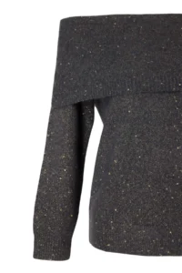 TRENDYOLMİLLA Anthracite Soft textured Carmen Collar Knitwear Sweater - Image 6