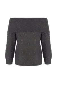 TRENDYOLMİLLA Anthracite Soft textured Carmen Collar Knitwear Sweater - Image 7