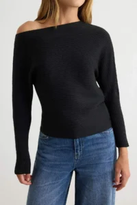 TRENDYOLMİLLA Black Soft textured Fitted/Bluzan Knitwear Sweater - Image 3